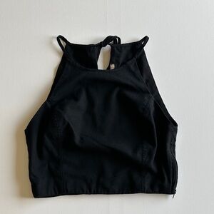 Garage Black Halter Top Viscose/ Linen Sz M